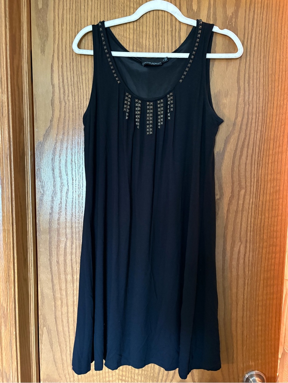 Cynthia Rowley Black Sleeveless Stud-Detail Swing Dress- MEDIUM